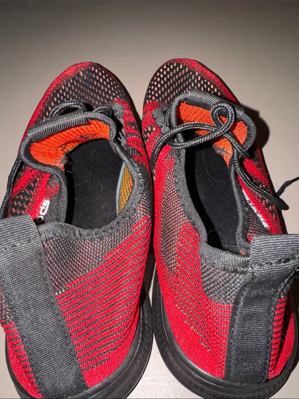 Men's Red and Black Athletic Knit Sneakers